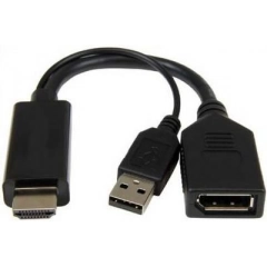 Cavetto adattatore HDMI 1.2 Maschio / DISPLAY PORT 1.2 4K + alimentazione USB